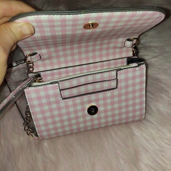 Steve Madden Pink Gingham Crossbody Bag - Picture 2 of 4